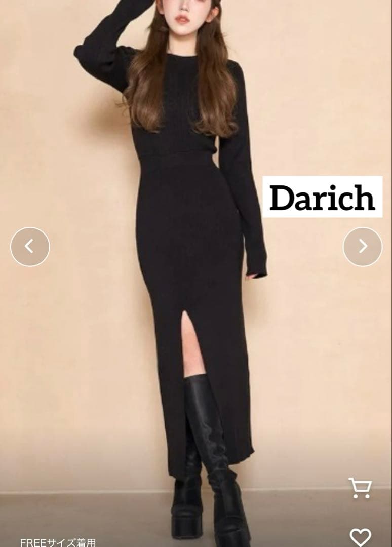 Darich バックオープンベルトニットワンピース 無地 秋、冬 ダーリッチ