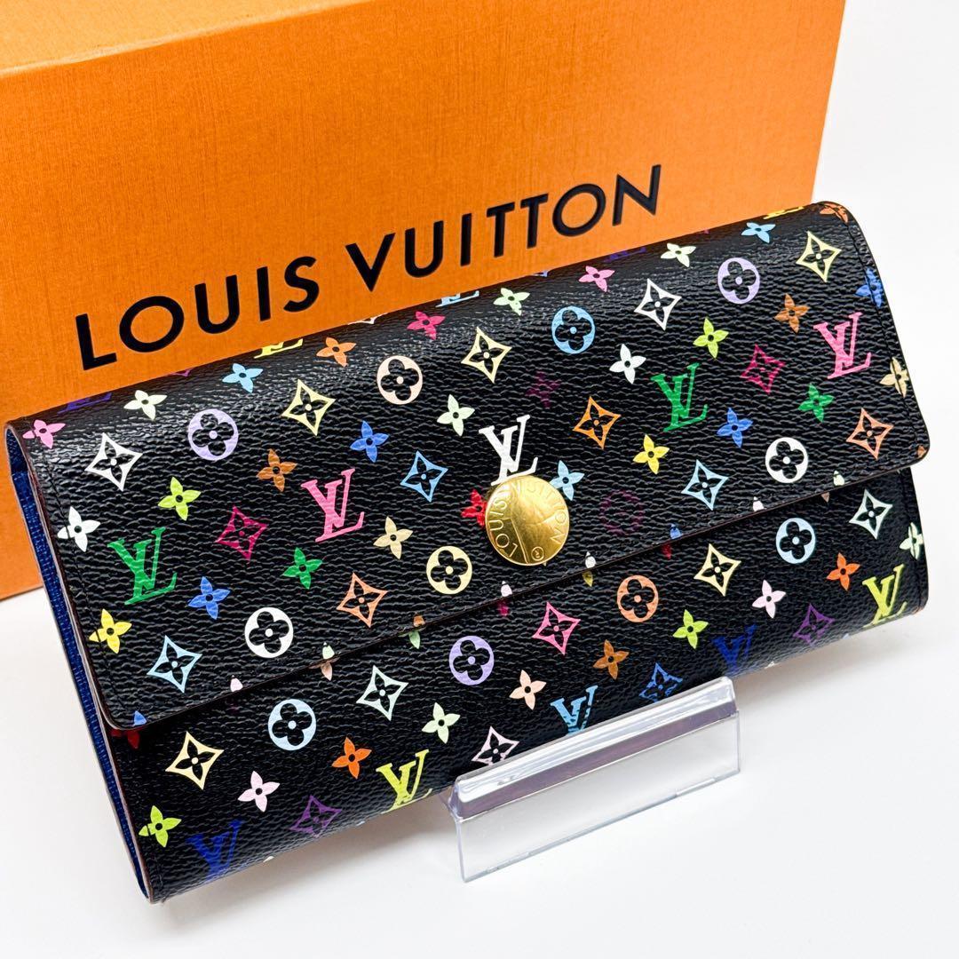 ルイヴィトン モノグラム ポルトフォイユ サラ マルチカラー 長財布 青 ブルー