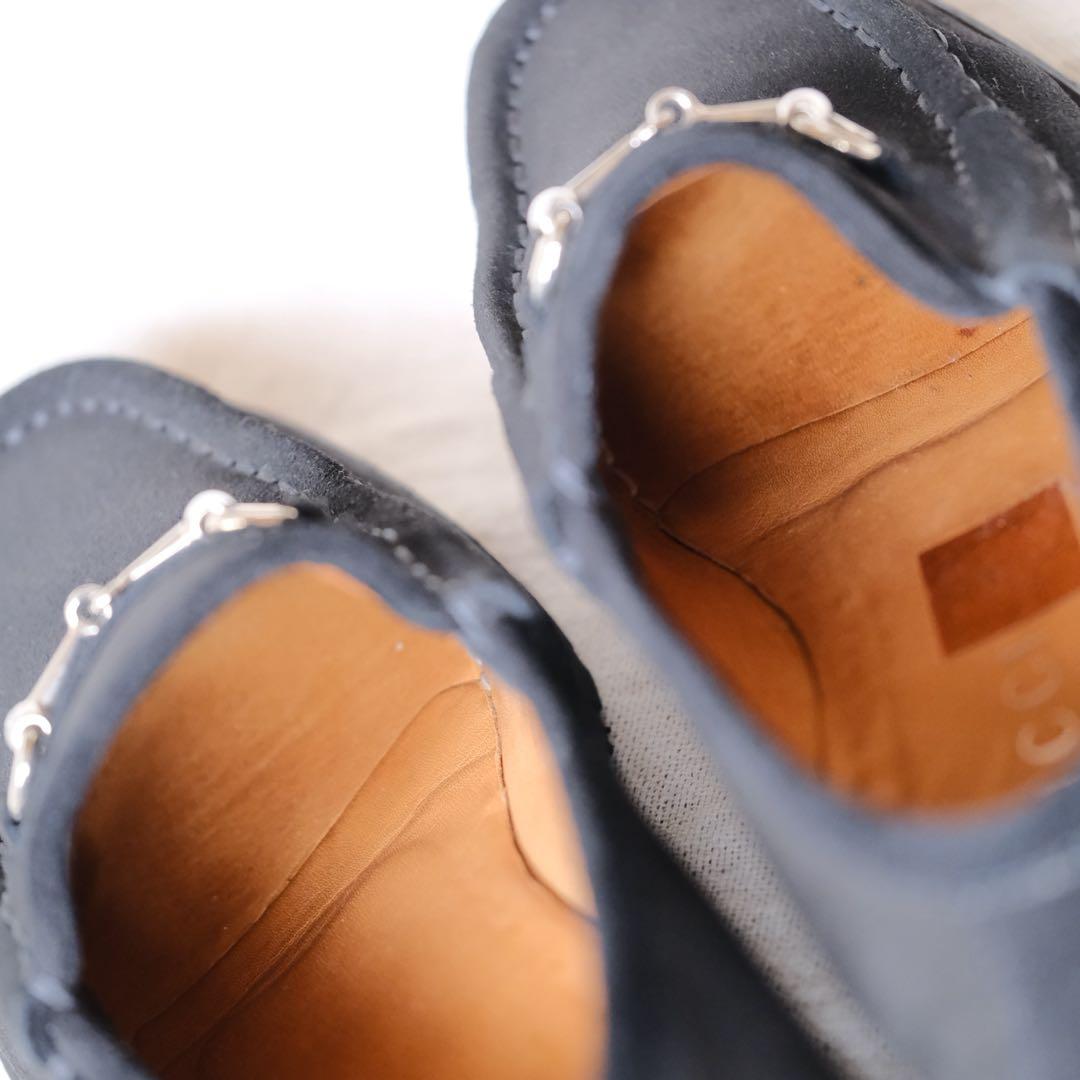 美品GUCCIグッチ ホースビットスエードローファー ブラック34.5C