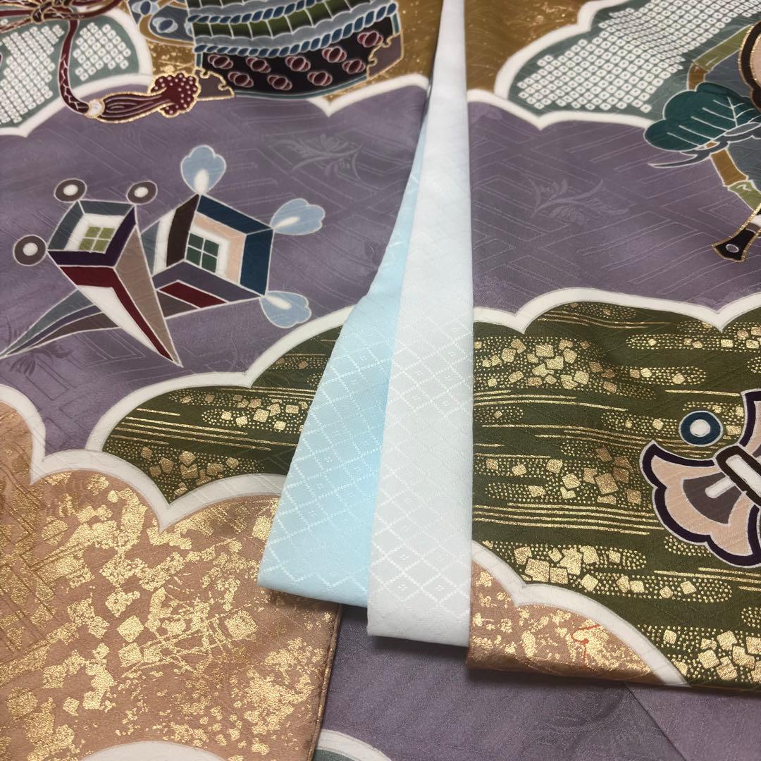 【新品】正絹 京友禅 多色染 伝統色 葡萄色 本金彩 お宮参り 産着 襦袢付