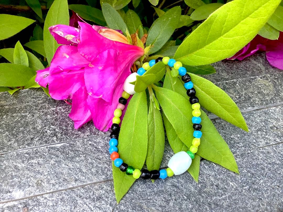 蔵出‼️ガラス玉　日本製超アンティークとんぼ&糸魚川翡翠樽型ブレスレット小物パーツ