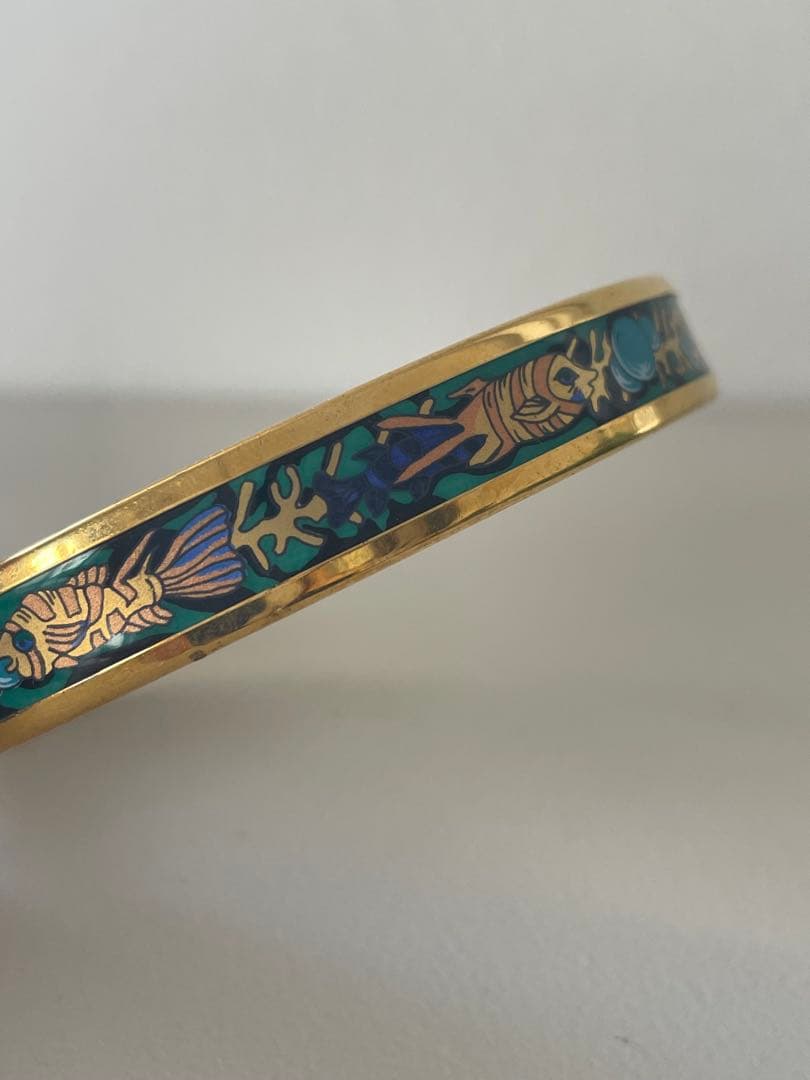 HERMES エマイユ バングル ナロー 魚柄 ゴールド 箱あり