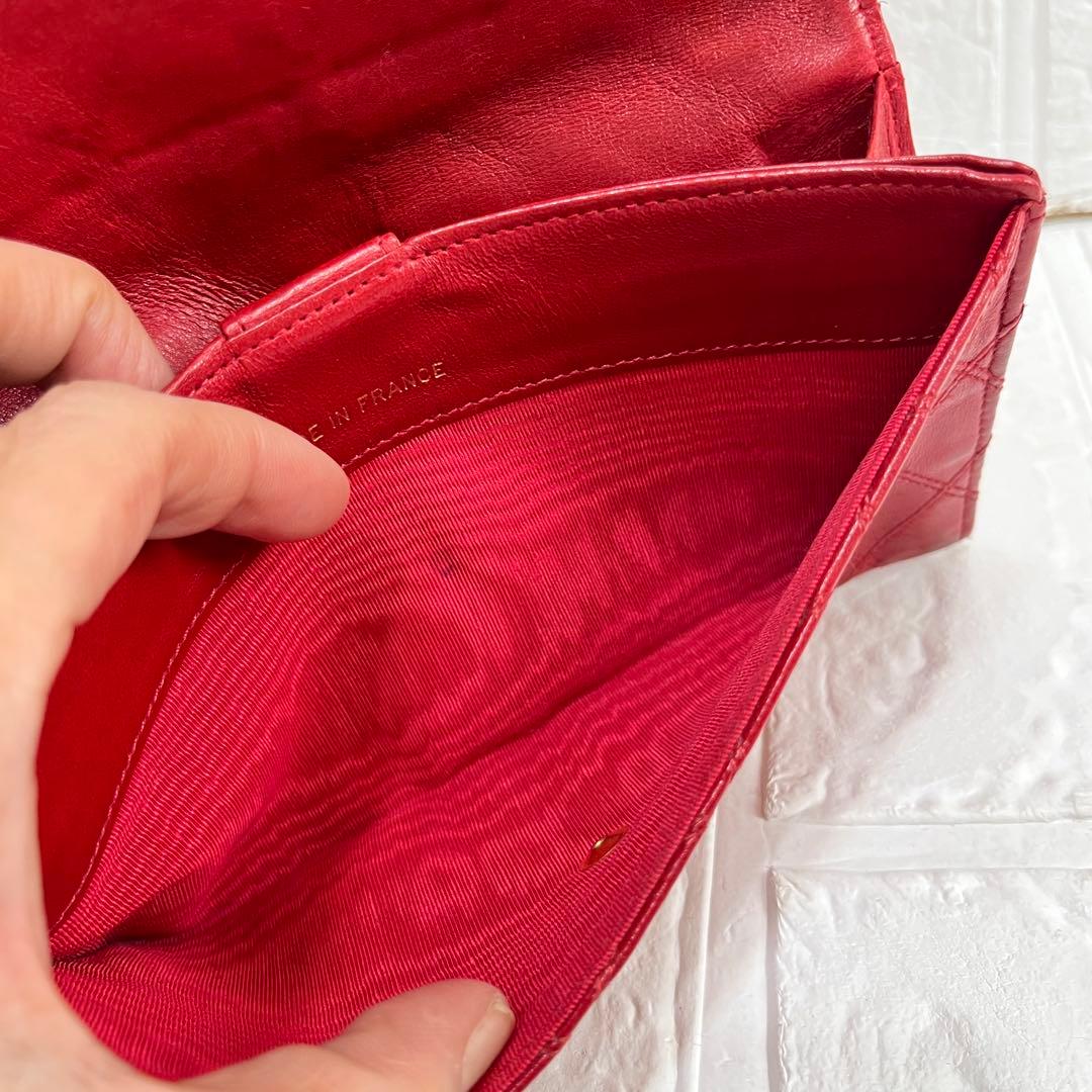 CHANEL ビコローレ　長財布　ダブルステッチ　レッド　ココマーク　レッド