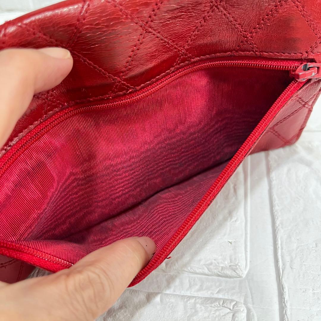 CHANEL ビコローレ　長財布　ダブルステッチ　レッド　ココマーク　レッド