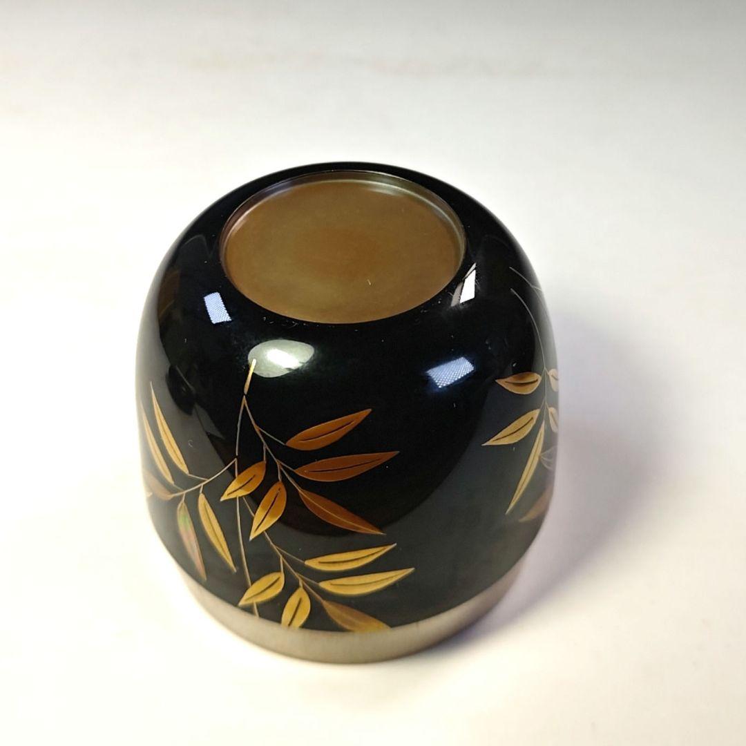 イ805 棗『目代春帆作』『堀内宗完　極箱』『笹露蒔絵　黒内銀地　大棗』漆塗