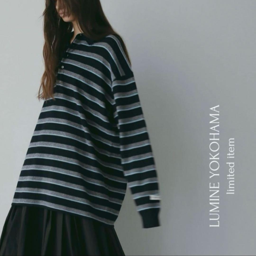 新品未開封 ETRETOKYO マルチボーダーニットポロ NAVY