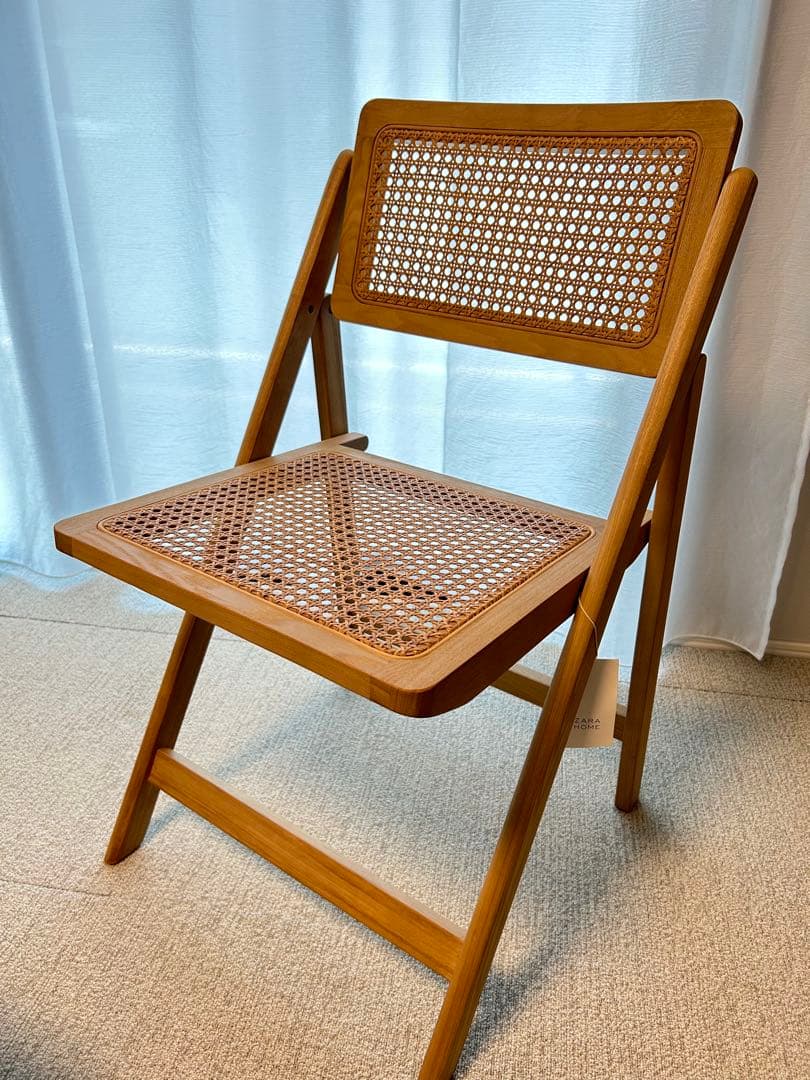 ZARA  ラタン&ウッド ラタンチェア　折りたたみ椅子　　一脚