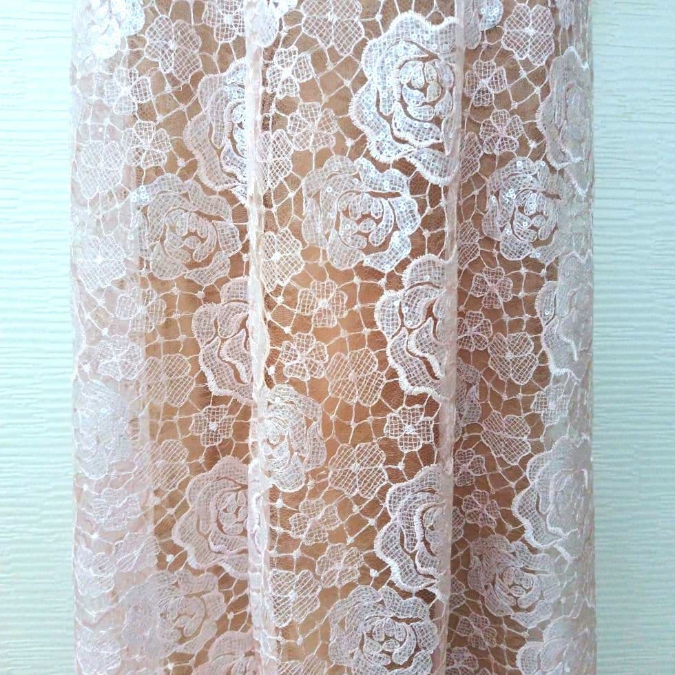 セルフポートレイト ローズレース スパンコール ドレス ピンク UK6/US2