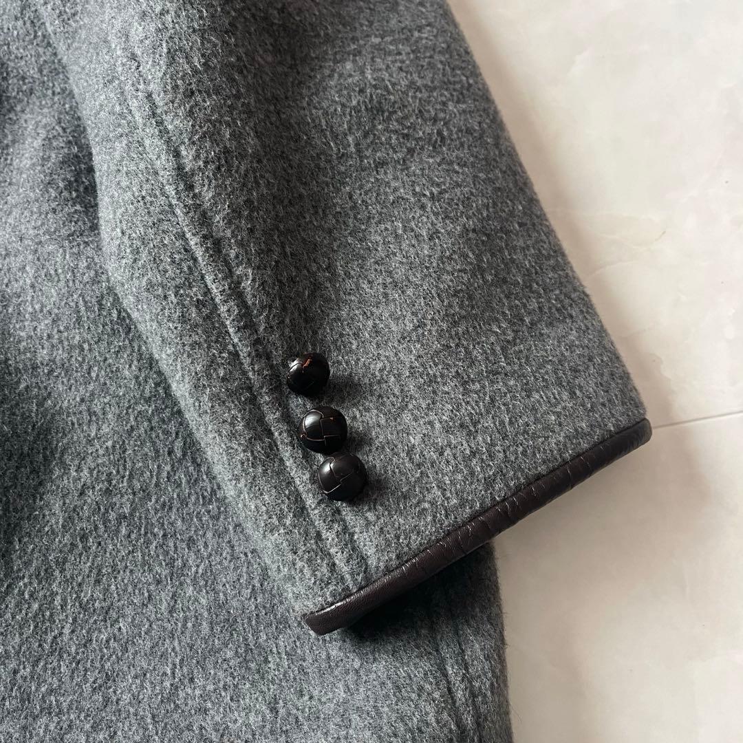 マドモアゼルノンノン　ウールコートジャケット　くるみボタン　グレー