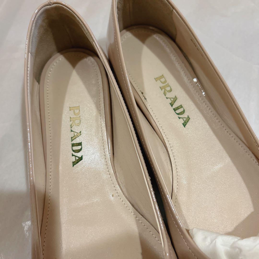 PRADA リボン付き ベージュ バレエシューズ