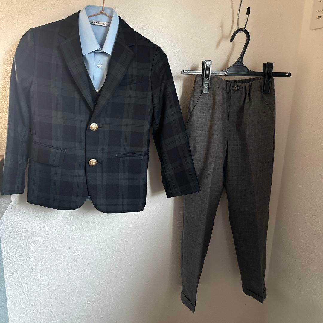 【美品】グリーンレーベル　スーツ　キッズ　チェック　入学式　フォーマル