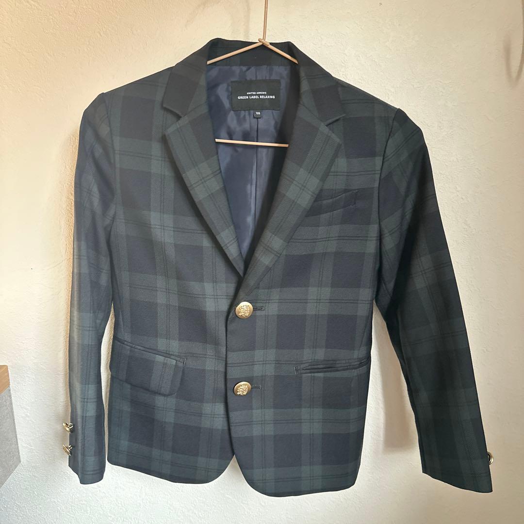 【美品】グリーンレーベル　スーツ　キッズ　チェック　入学式　フォーマル