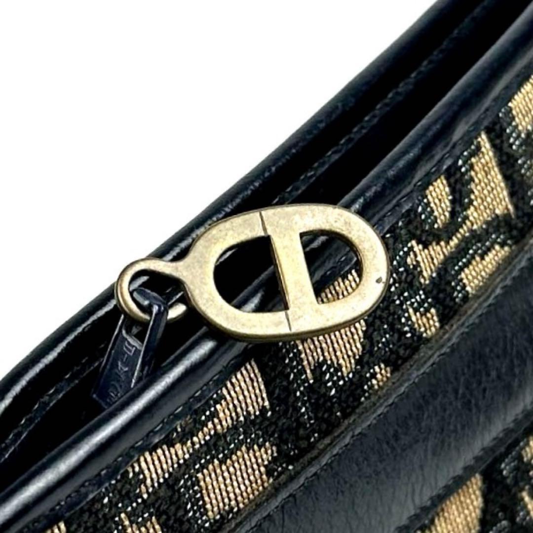 【美品】ディオール　ショルダーバッグ　トロッター　キャンバス　レザー　ネイビー