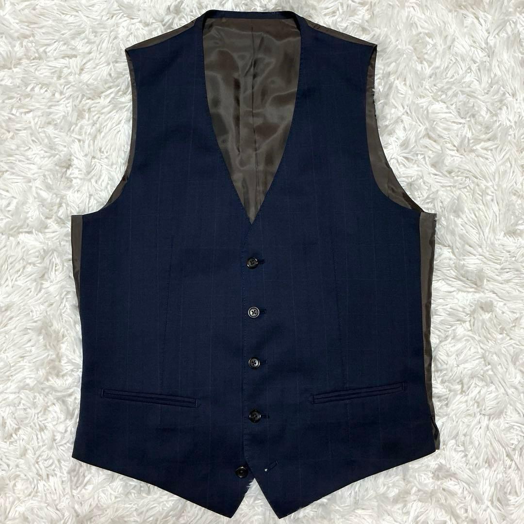 極美品⭐︎コムサメン スリーピーススーツ チェルッティ ウィンドウペン 紺 L