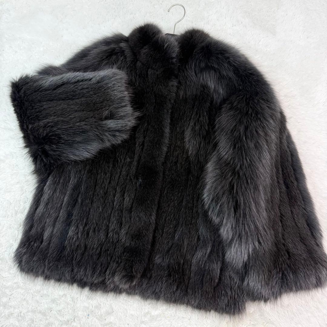 美品 サガフォックス ブルーフォックス デザイン◎ リアルファー 本毛皮 コート