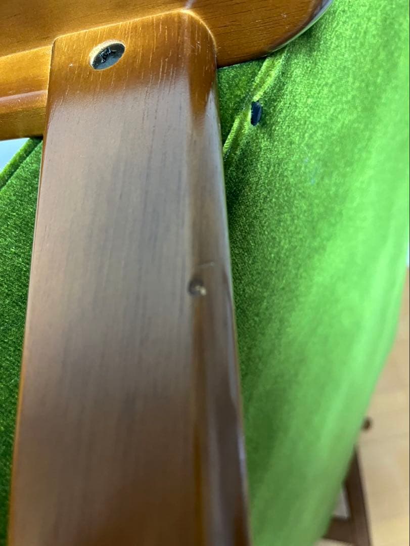 カリモク 60kチェアミッドセンチュリー 緑 ベルベットソファ 2人掛け