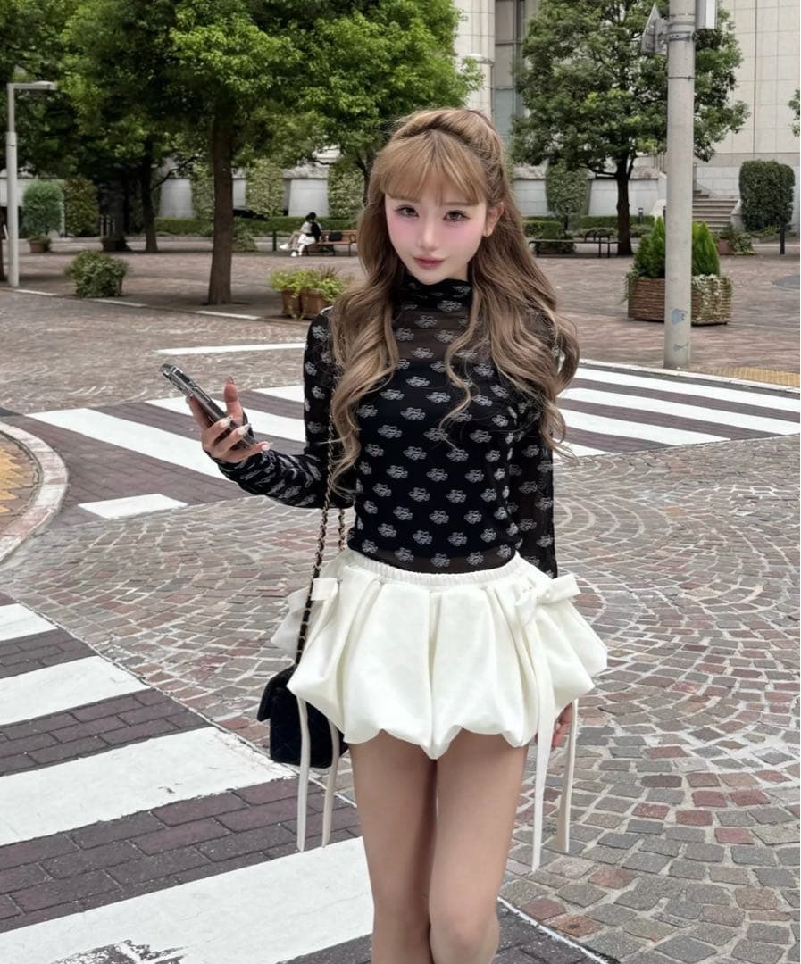 スカート treat urself ribbon ballon mini skirt