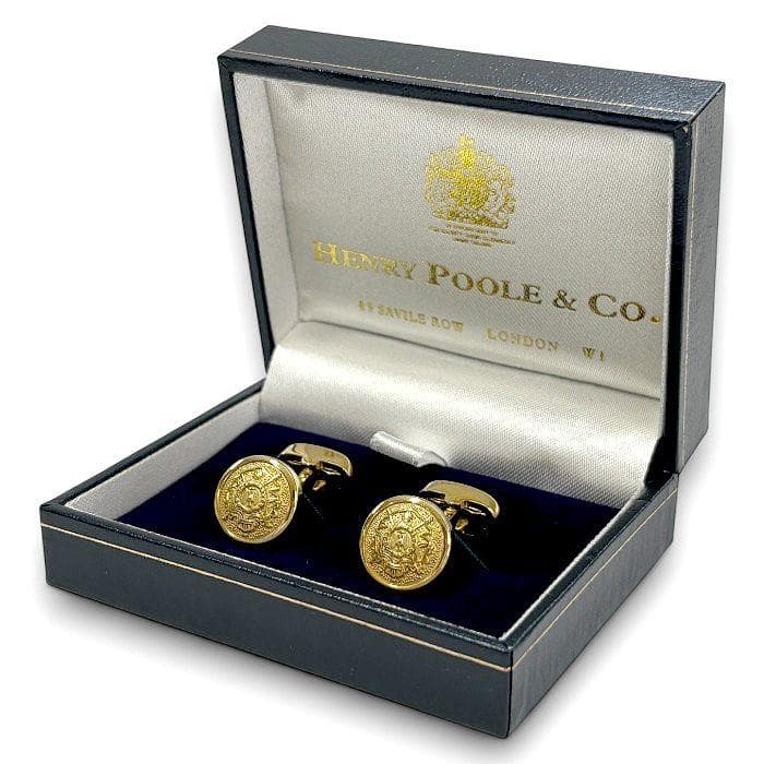 ヘンリープール 英国製 刻印入り カフリンクス カフスボタン スウィヴル式 金