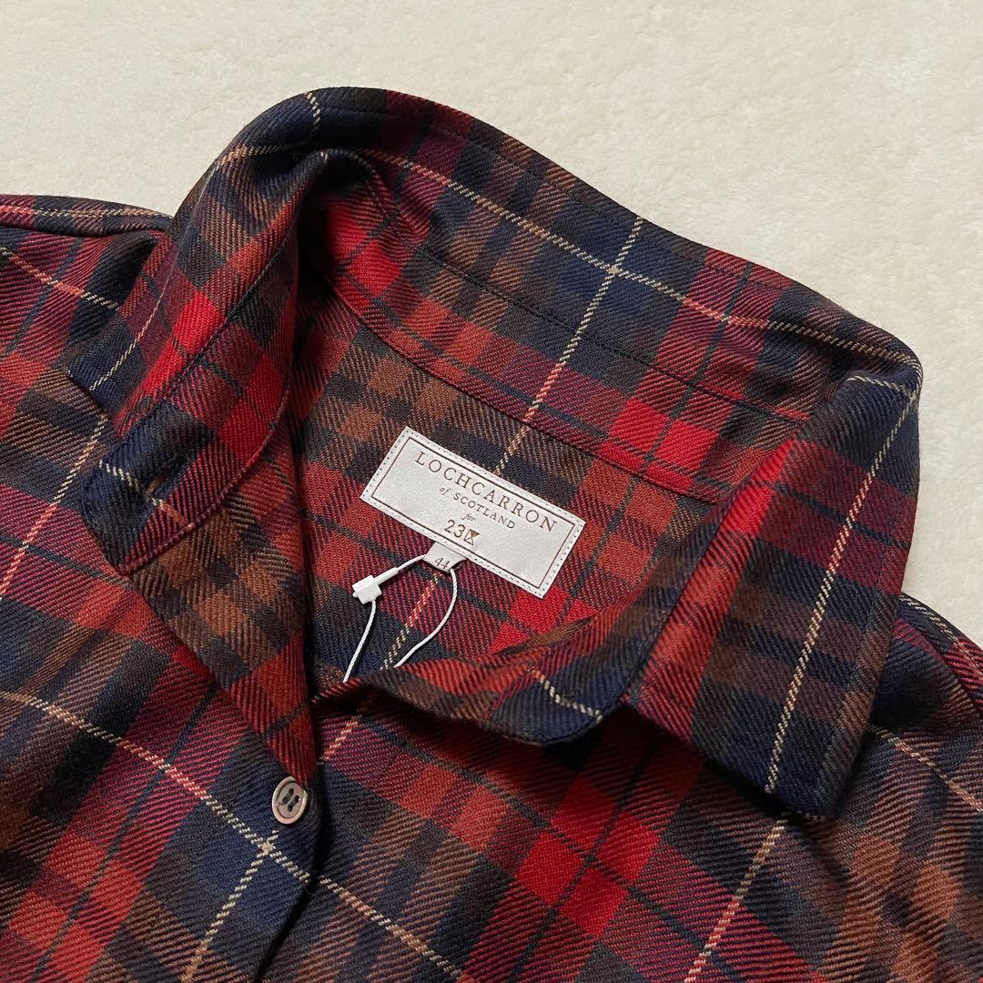 タグ付き 23区 ロキャロン チェック柄 ウール シャツ 大きいサイズ 44
