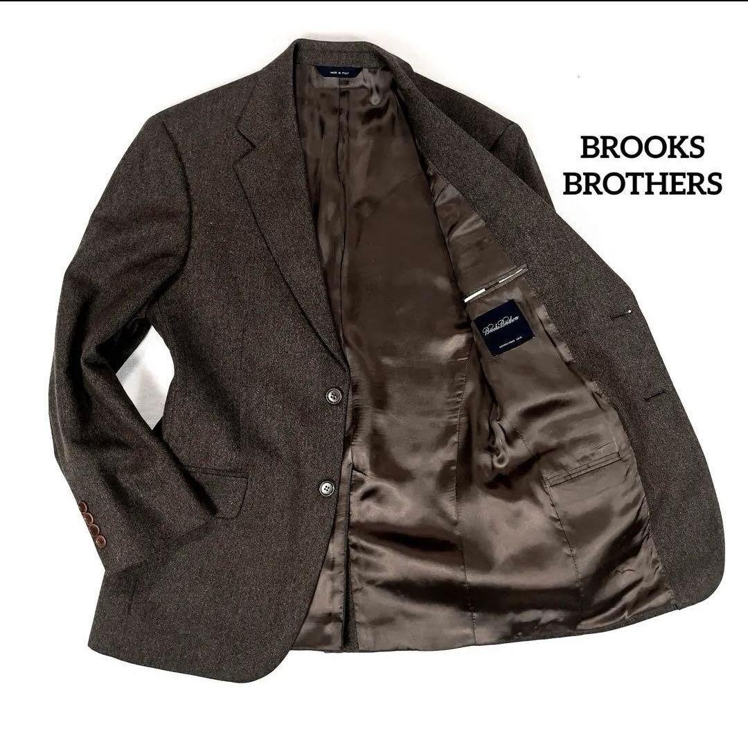美品 ブルックスブラザーズ ツイードウール テーラードジャケット ブラウン
