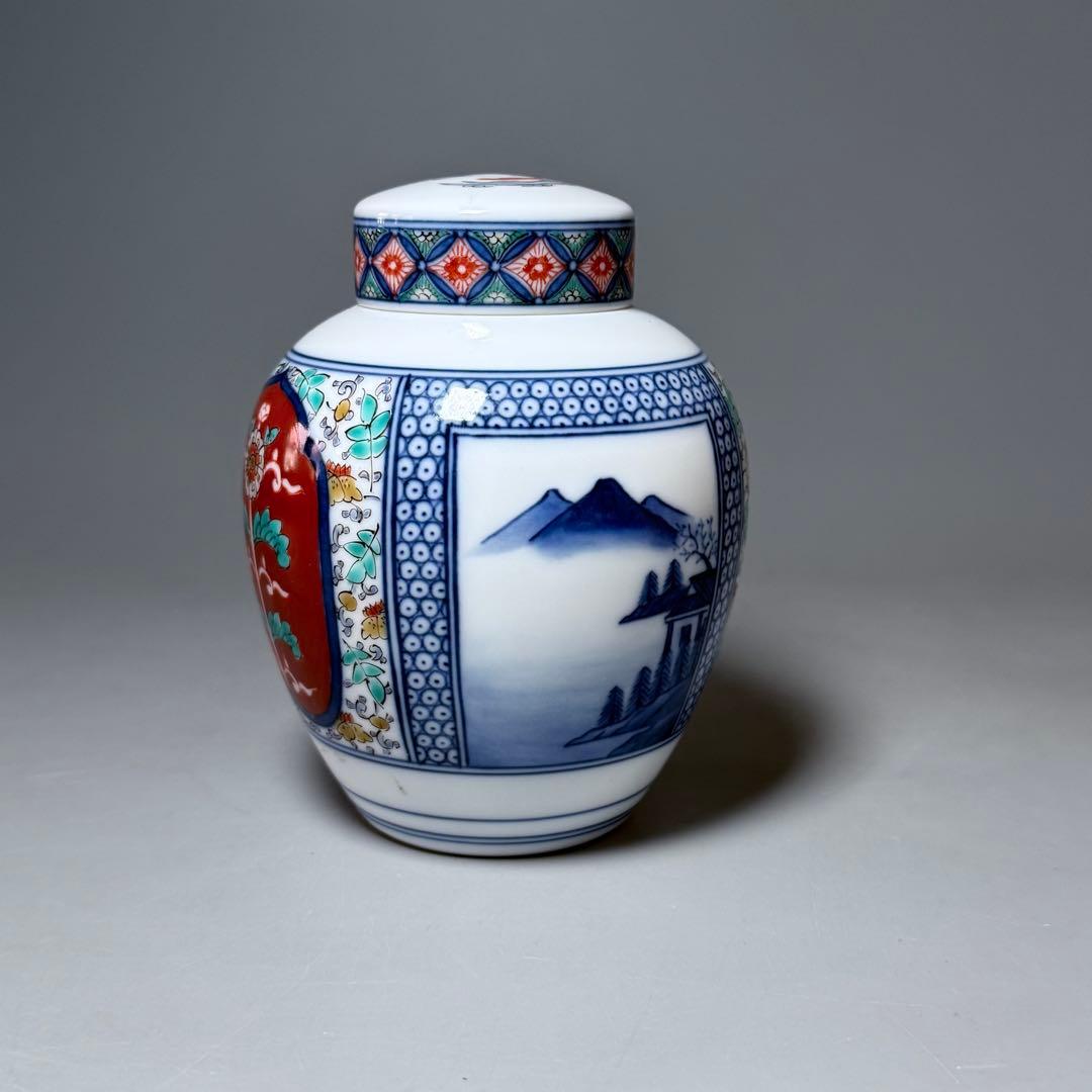 人間国宝　十四代　酒井田柿右衛門　茶壷 大 松竹梅地文　定価275,000円