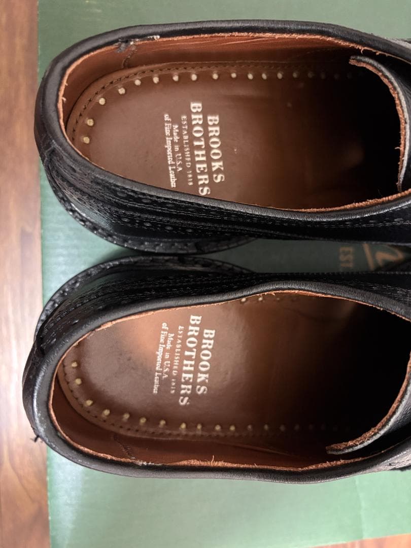 ブルックスブラザーズ ロングウィング ブラック グレインレザー