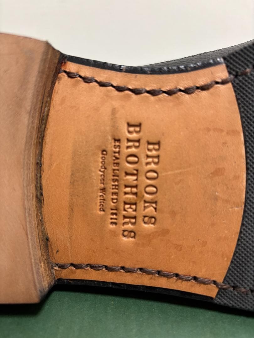 ブルックスブラザーズ ロングウィング ブラック グレインレザー