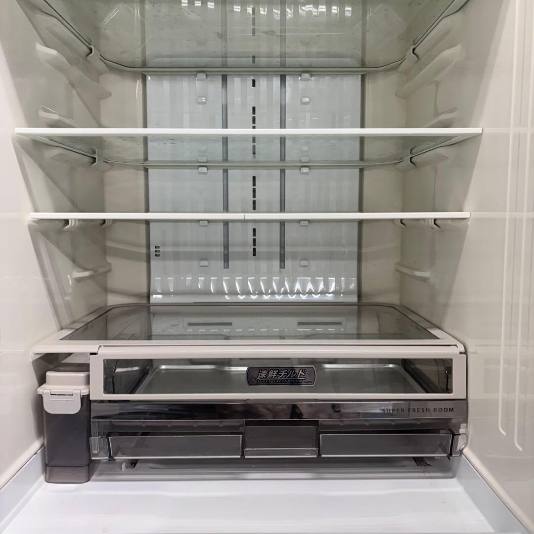 577 大型冷蔵庫　6ドア　観音開き　鏡面　500L強　半年保証