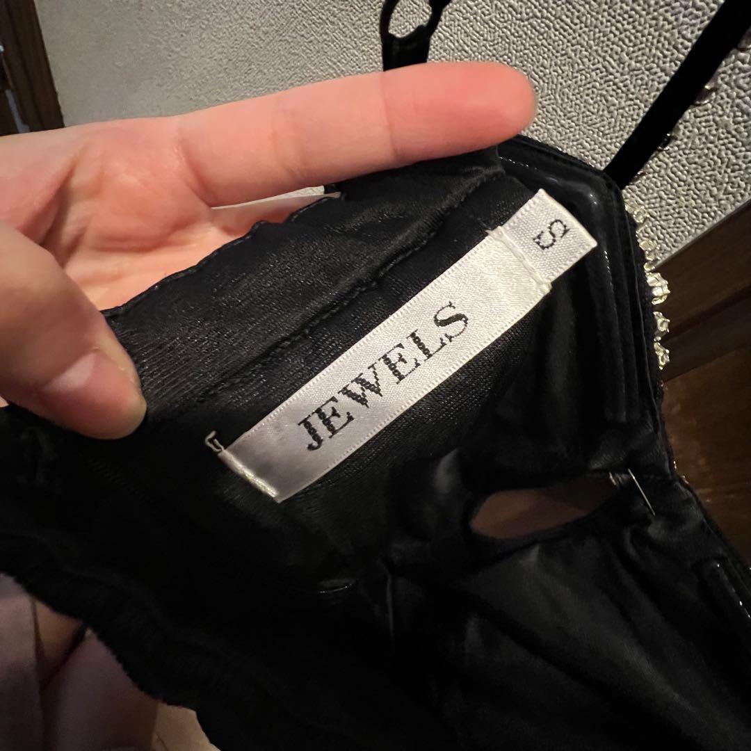 カットアウトビジューキャミソールドレス／jewels キャバドレス　s