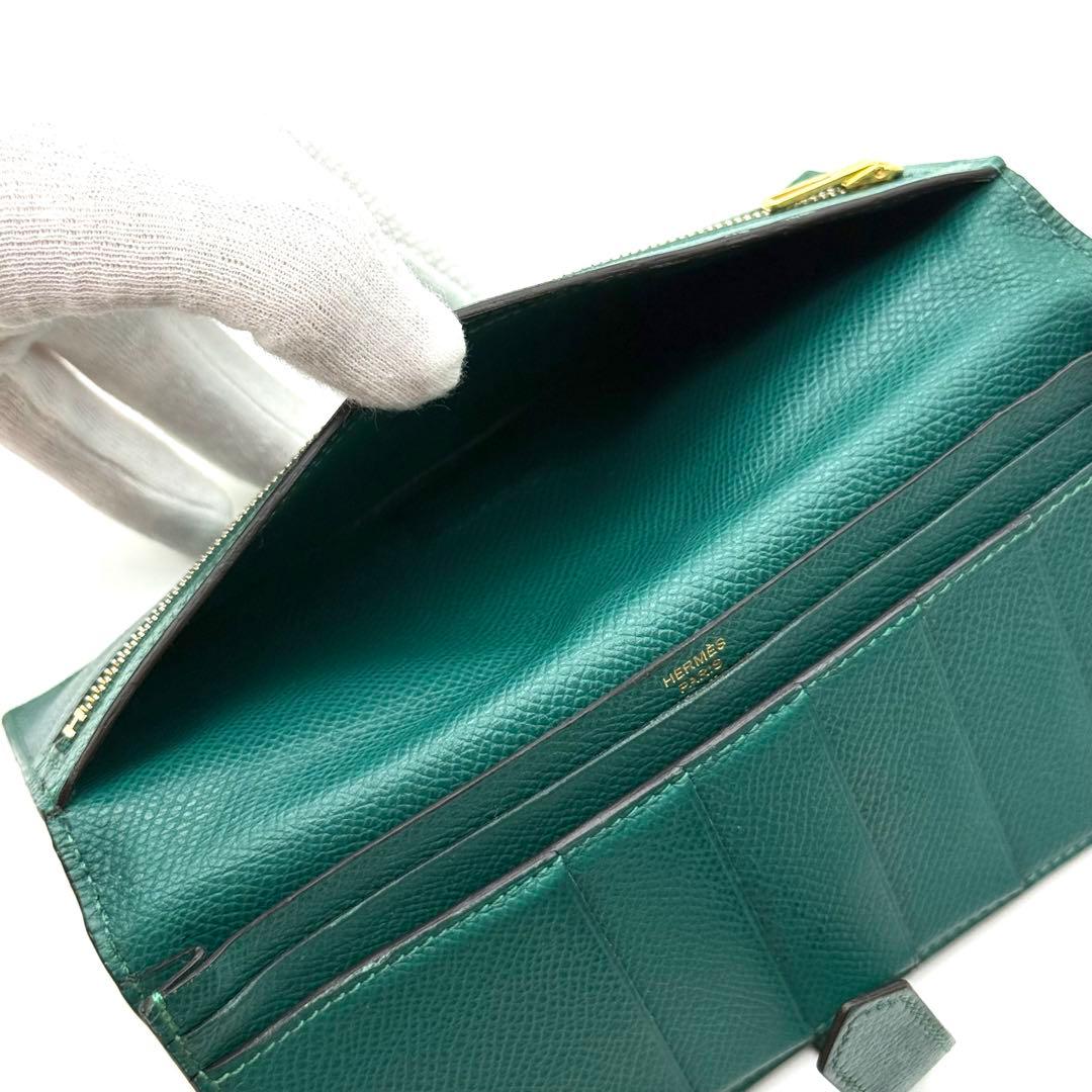 極上美品✨エルメス ベアンスフレ ブォーエプソングリーン 長財布 P65