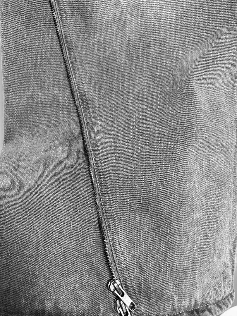 【GRANCY】グランシー　ジップデザイン バギーデニム パンツ　M