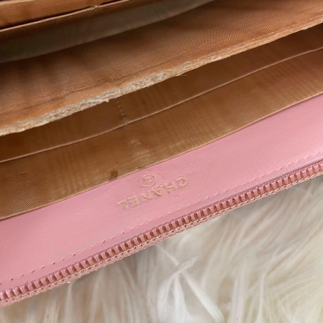 CHANEL シャネル キャビアスキン ラウンドジップ 財布 ピンク