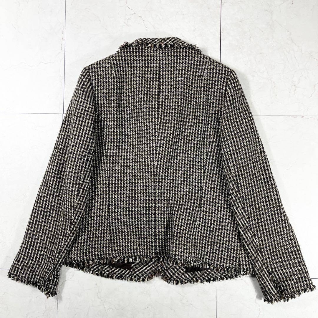 ✨未使用級 バーバリーロンドン 千鳥柄 フリンジ ジャケット イタリア生地 46
