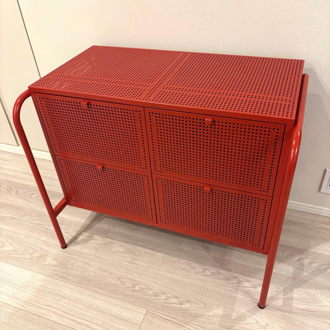 【廃盤品】IKEA キャビネット ニッケビー レッド