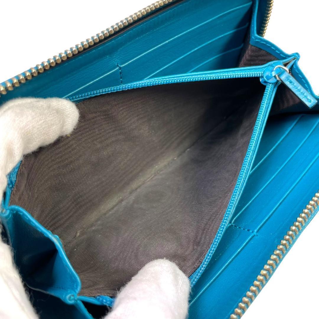 【美品 希少カラー】 GUCCI グッチ 長財布 マイクロシマ ラウンド