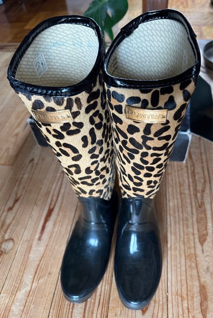 ☆HUNTERハンター⭐︎ハラコレオパード柄レインブーツ