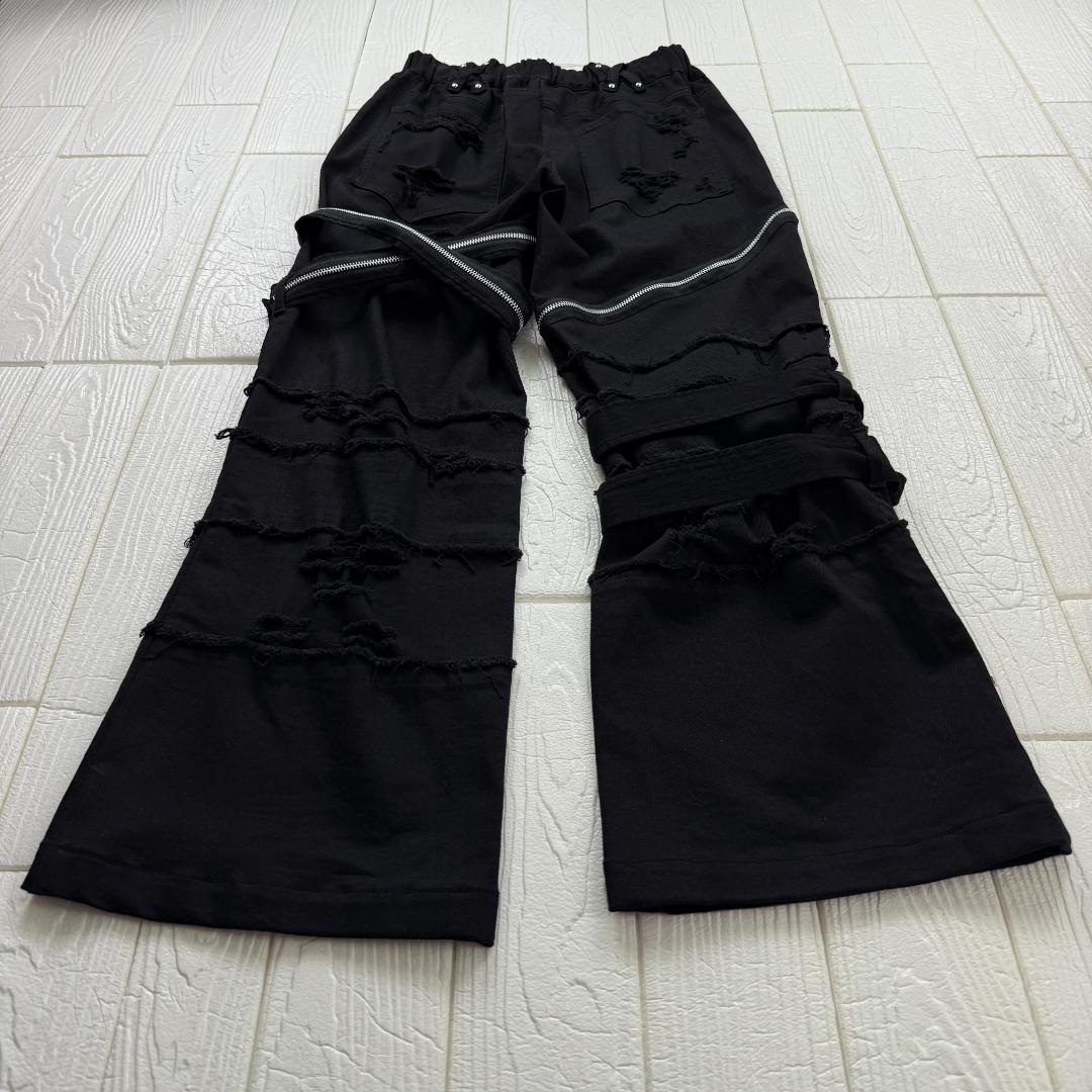 DimMoire ディムモアール 刺繍ロゴ フリンジ バックル フレアデニム M