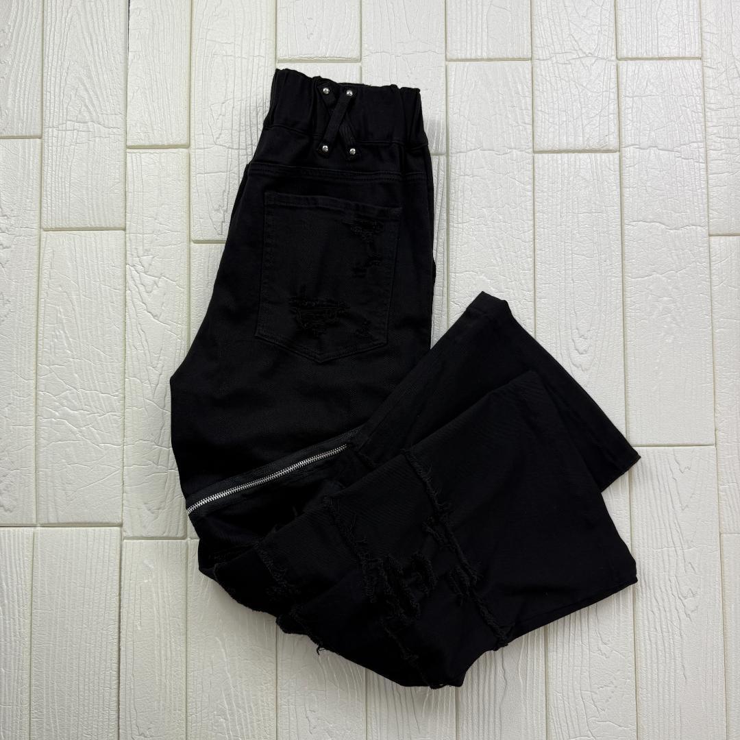 DimMoire ディムモアール 刺繍ロゴ フリンジ バックル フレアデニム M