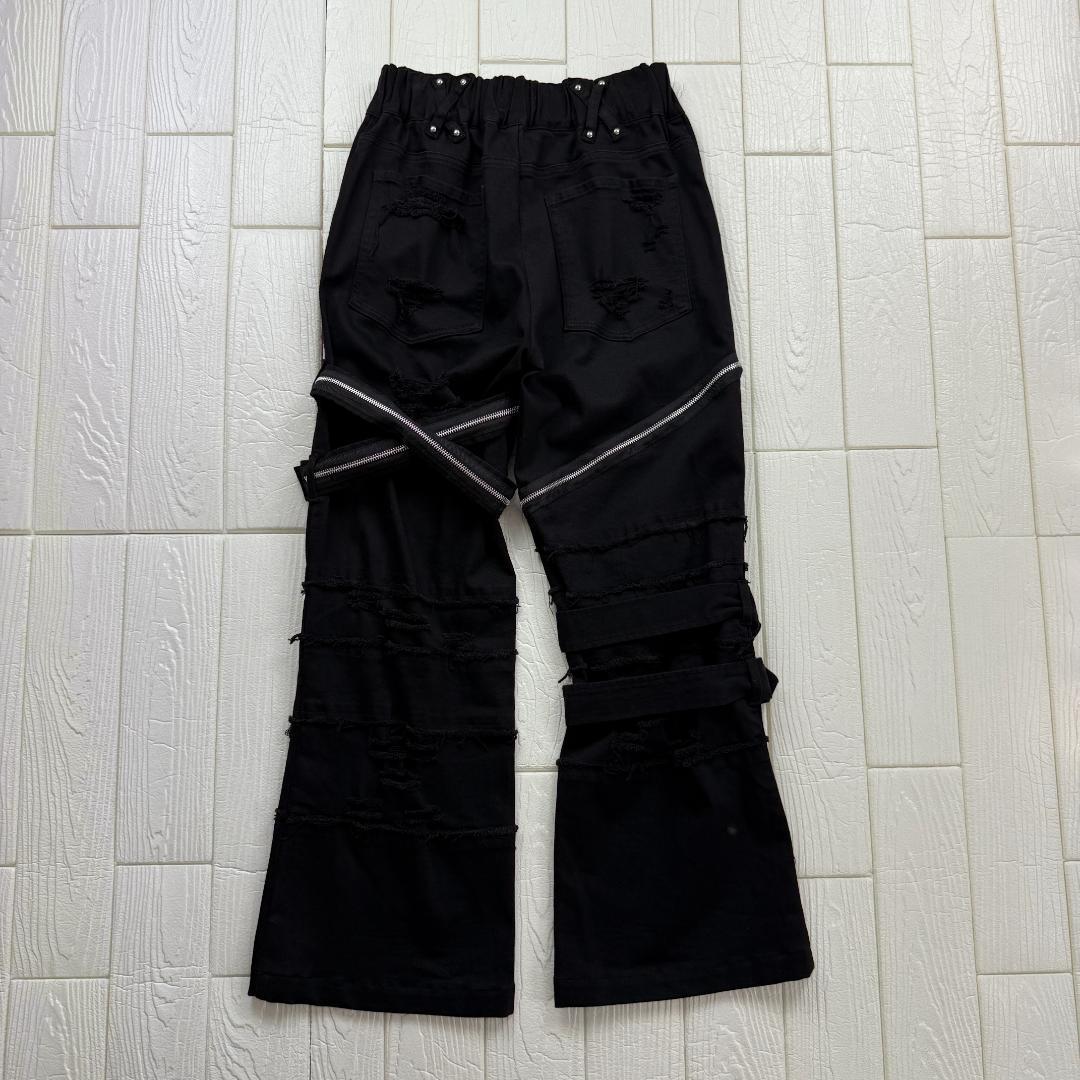 DimMoire ディムモアール 刺繍ロゴ フリンジ バックル フレアデニム M