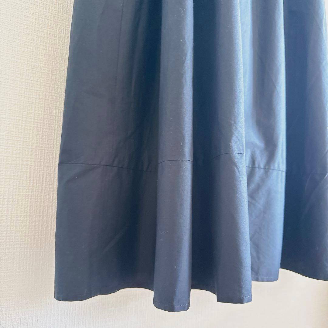 ヨーコチャン ノースリーブ ロング ティアード ギャザーワンピース ネイビー S