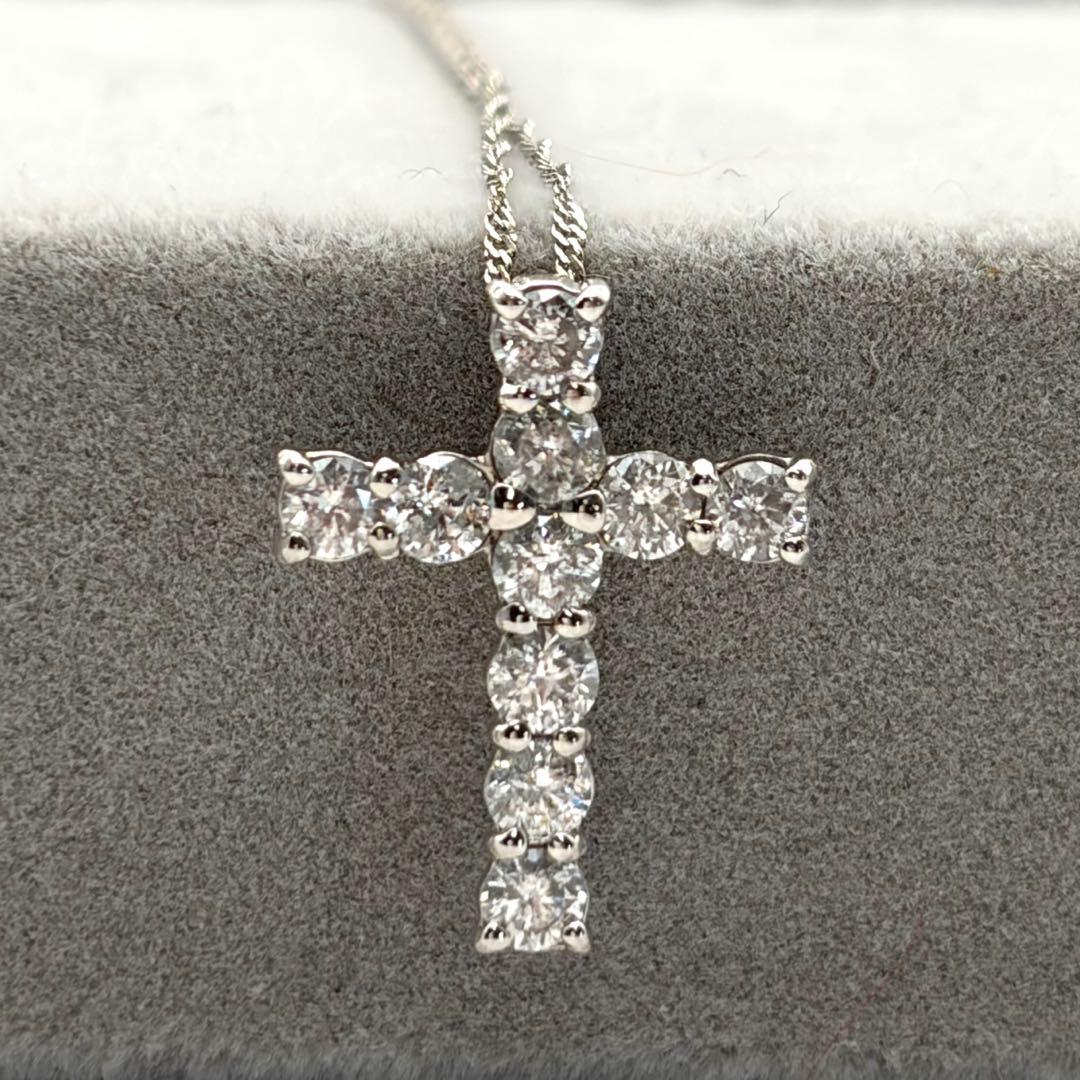 【Pt900,Pt850】✨ダイヤモンド 〔0.5ct）クロスネックレス✨