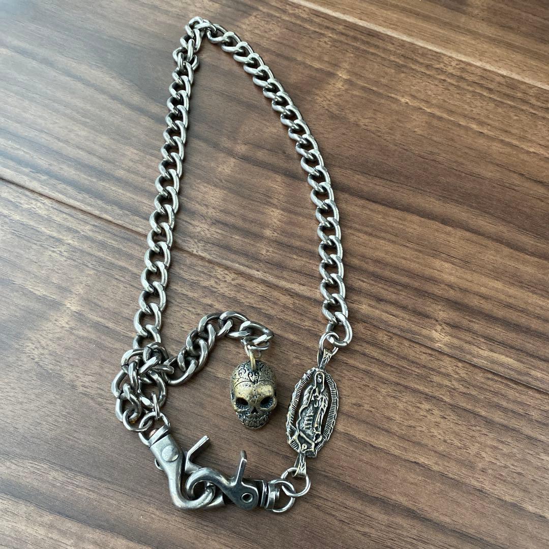 稀少CRIMIEシルバーウォレットチェーン　ドクロ　スカル