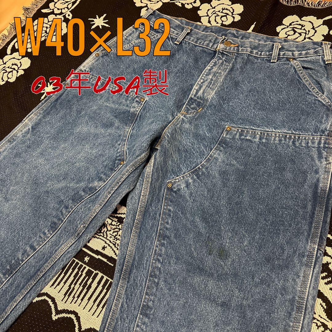 【希少/青】Carhartt 03年製 ダブルニー デニムW40×L32