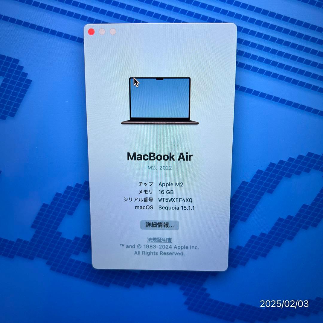 【M2】MacBook Air 2022 16GB 256GB ミッドナイト