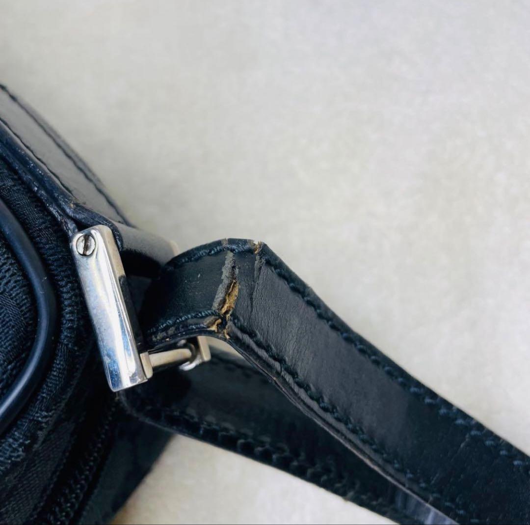 GUCCI グッチ ショルダーバッグ GGキャンバス レザー ブラック 黒