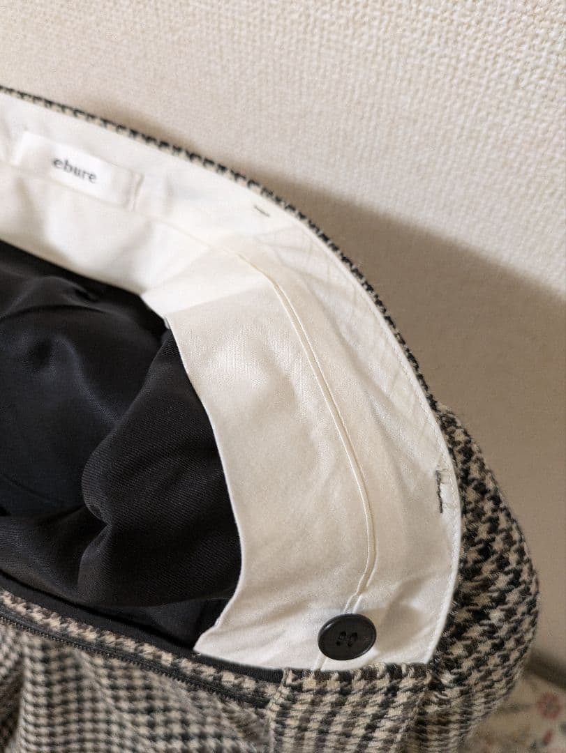 美品　ebure❋エブールチェックワイドタックパンツ❋ロンハーマン