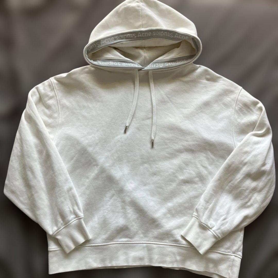 ACNE STUDIOS アクネストゥディオスロゴテープスウェットパーカー白S