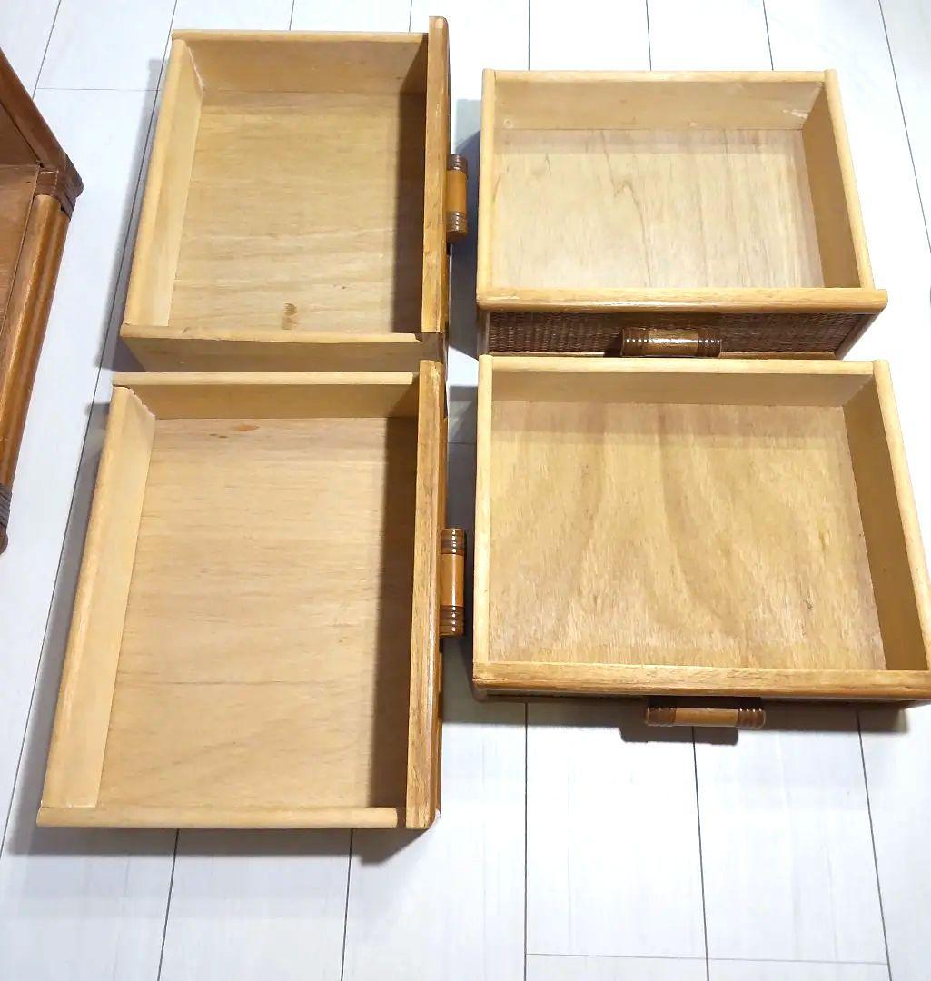 飴色家具 ラタン チェスト　飾り棚　藤　昭和レトロ　ジャパンビンテージ　引出し