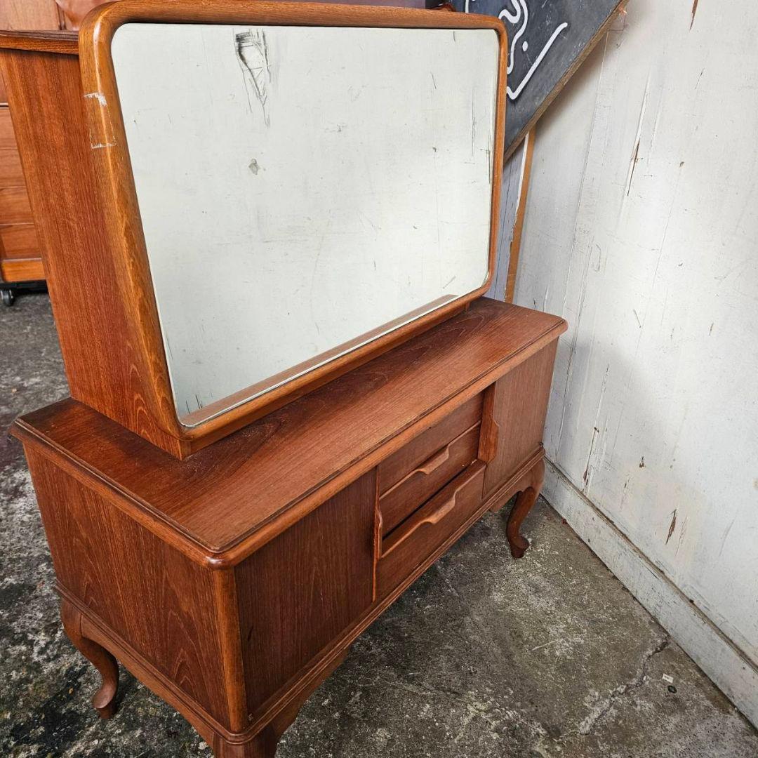 木製 ライティングビューロー ドレッサー 猫脚 鏡台 北欧調デザイン