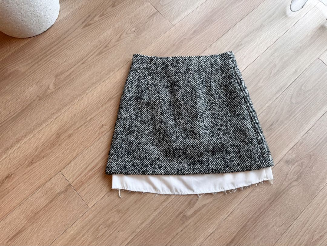 shéllerシェリエ　ヘリンボーンレイヤードスカート　M